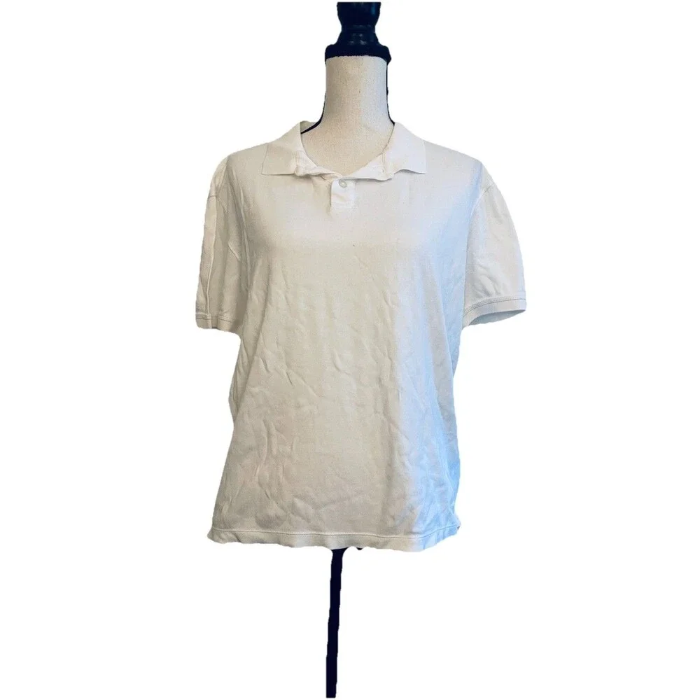 Banana Republic Mens Polo Shirt: Size Medium, White, Luxury Touch Performance